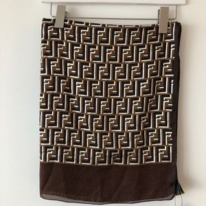 FENDI LADIES SIGNATURE FF ZUCCA PRINT 100% silk S